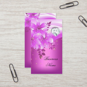 Carte De Visite Élégant floral diamant rose
