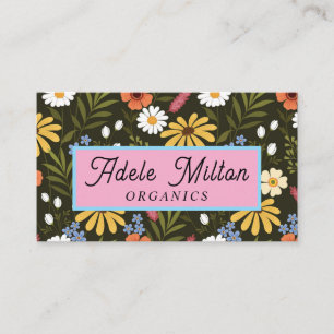 Carte De Visite Élégant floral moderne jaune vert coloré