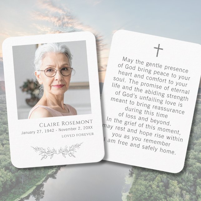 Carte De Visite Elegant Floral Photo Funeral Prayer Card (Elegant Floral Photo Funeral Prayer Card
)