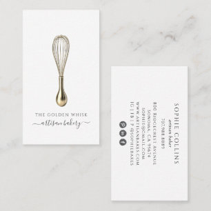 Carte De Visite Élégant Fouet en Or Baker Boulangerie Chef Traiteu