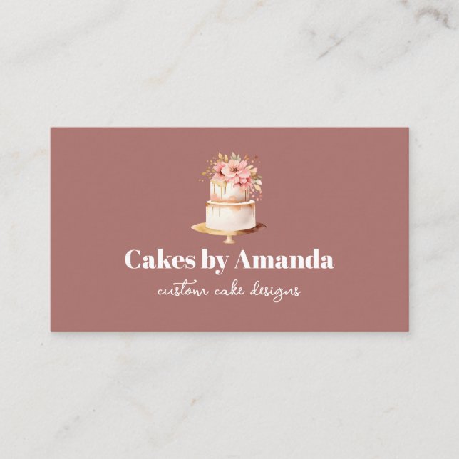 Carte De Visite Élégant gâteau de Crimson avec décoration de gâtea (Devant)