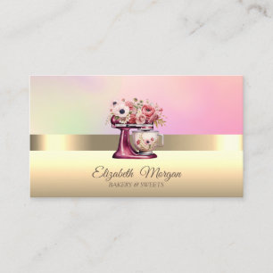 Carte De Visite Élégant gâteau professionnel Mixer Rouge Flower bo