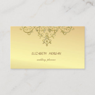 Carte De Visite Élégant Glamour Chic, Faux Or, Dentelle Pailletée