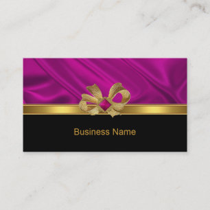 Carte de visite Elegant Gold Bow Rose Trim noir