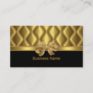 Carte de visite Elegant Gold Bow Tile Trier Noir