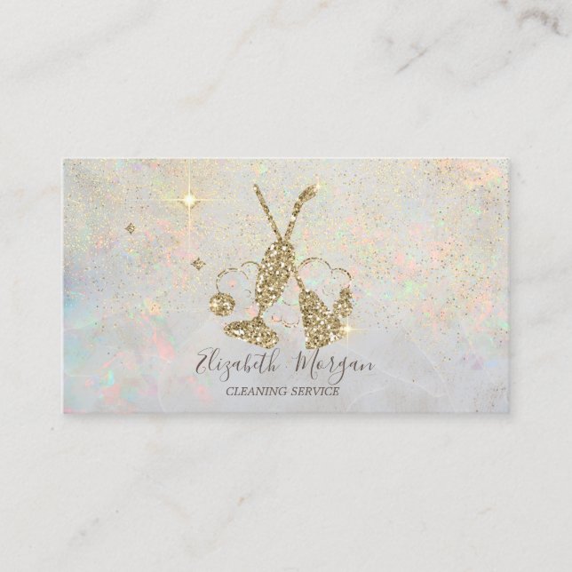 Carte De Visite Elegant Gold Confetti Vacuum cleaner,Broom Opal (Devant)