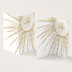 Carte De Visite Elegant Gold Doodles Sun Moon Mandala Design