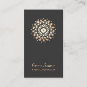 Carte De Visite Elegant Gold Flower Motif Événateur Noir