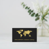 Carte De Visite Elegant Gold Foil World Map Agent de voyage mondia (Debout devant)