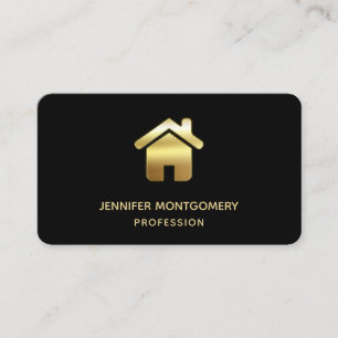 Carte De Visite Elegant Gold House Symbole Real Estate Design