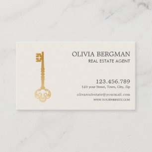 Carte De Visite Élégant Gold Key Professional Immobilier