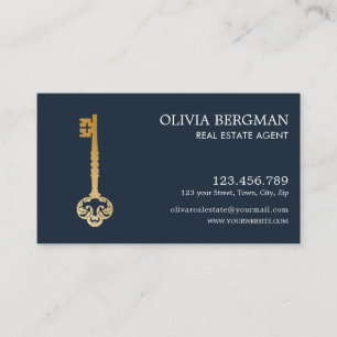 Carte De Visite Élégant Gold Key Professional Immobilier