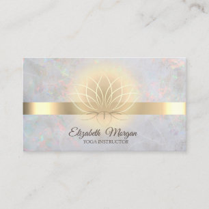 Carte De Visite Élégant Gold Lotus Opal Yoga Instructeur