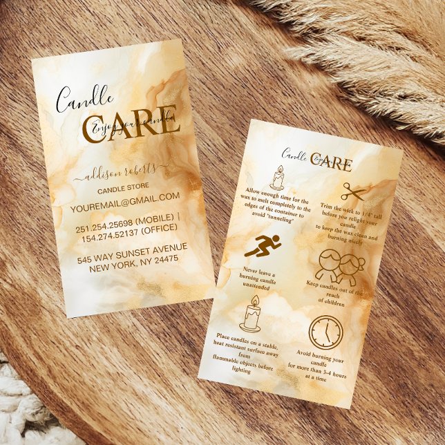 Carte De Visite Elegant Gold Marble Professional Candle Care (Créateur téléchargé)