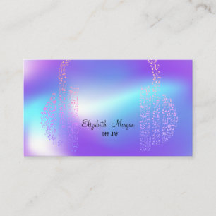 Carte De Visite Elegant Gold Music Notes casque DJ Holographic