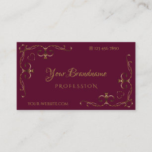 Carte De Visite Elégant Gold Ornate Corners Bourgogne Ornamental