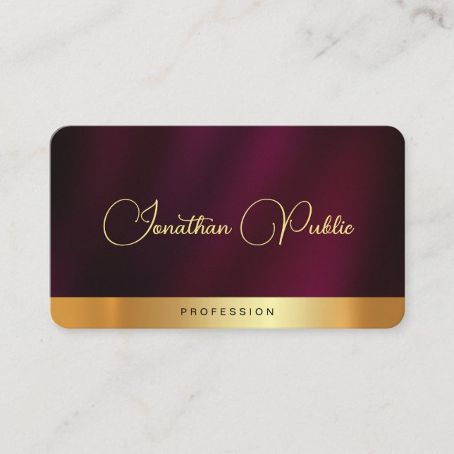Carte De Visite Elégant Gold Script Texte Luxury Premium Silk (Devant)