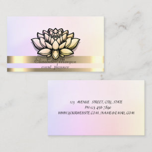 Carte De Visite Elégant Gold Stripes Holographique Chic Lotus