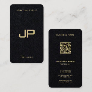 Carte De Visite Elegant Gold Texte QR Code Luxe Premium Noir