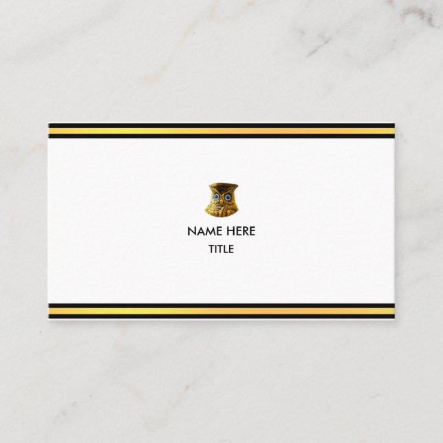 Carte De Visite Elégant Golden & Black Stripes sur blanc (Devant)