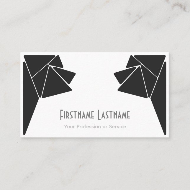 Carte De Visite Elégant gris abstrait triangles blanc mosaïque (Devant)