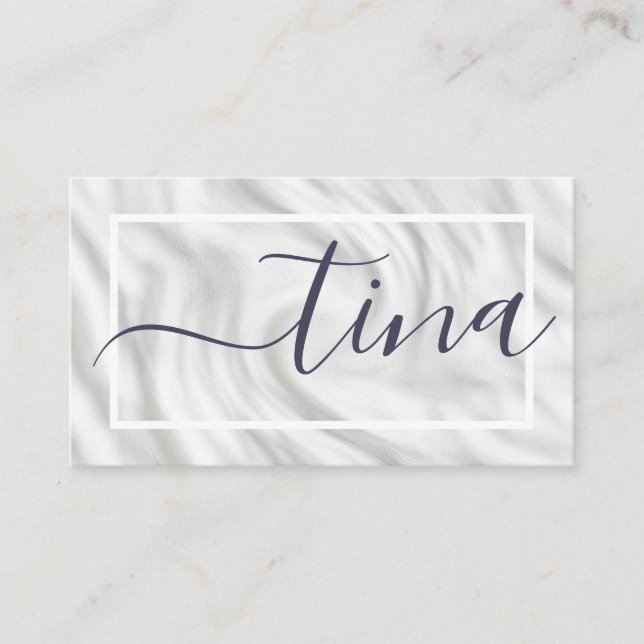 Carte De Visite Élégant gris blanc Calligraphie Nom Signature Chic (Devant)