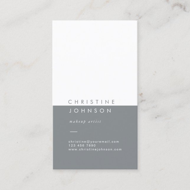 Carte De Visite élégant gris clair et blanc (Devant)