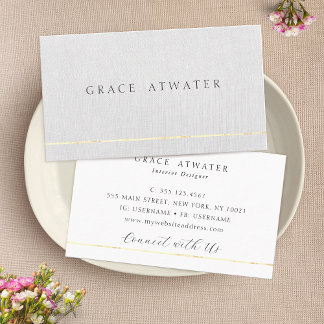 Carte De Visite Elegant Gris Professional Gold Stripe