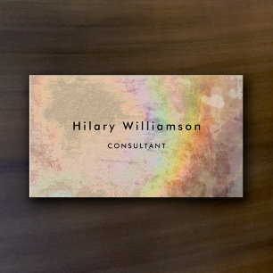 Carte De Visite Elégant Grunge Kraft Holographe Beige Cool arc-en-