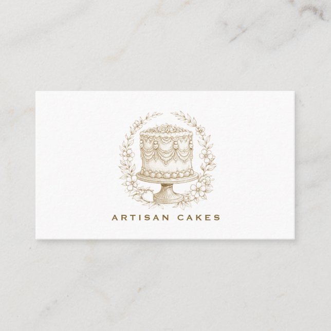 Carte De Visite Elegant Hand Drawn Cake Bakery (Devant)