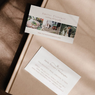 Carte De Visite Elegant Heart 3 Photo Collage Photographe Mariage