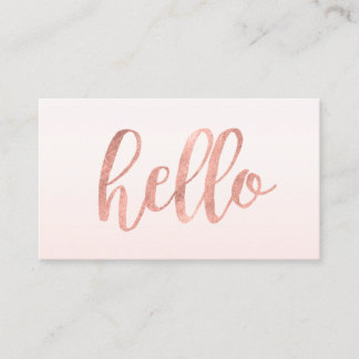 Carte De Visite Élégant Hello Rose Gold Typographie Professionnel