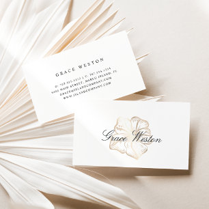 Carte De Visite Élégant Hibiscus d'or Script