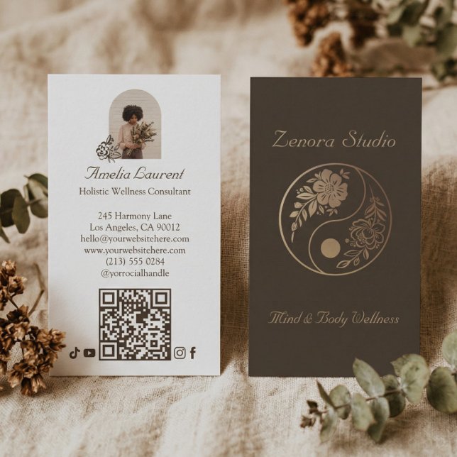 Carte De Visite Elegant Holistic Yin Yang Spiritual Wellness Photo (Elegant Holistic Yin Yang Spiritual Wellness Photo Business Card)