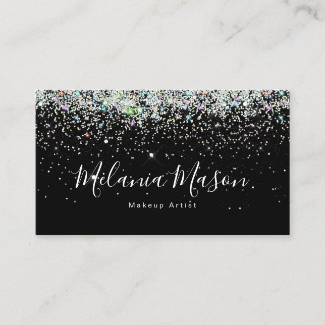 Carte De Visite Élégant Holographe Parties scintillant ongle Artis (Devant)