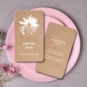 Carte De Visite Élégant imprimé Kraft blanc floral