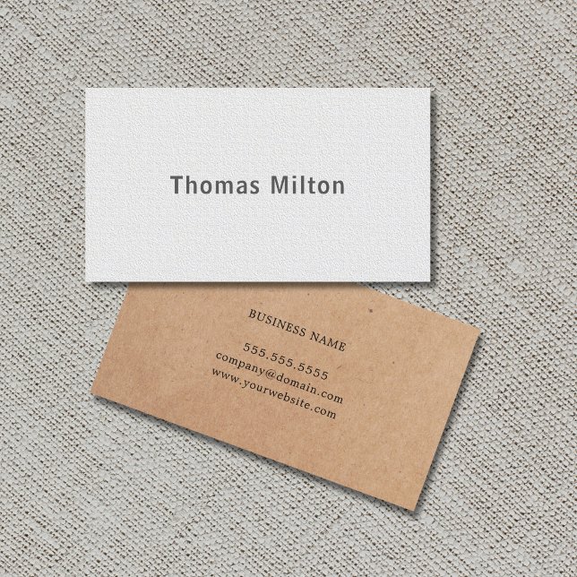 Carte De Visite Élégant IMPRIMÉ Kraft Texture Blanc Consultant (Créateur téléchargé)