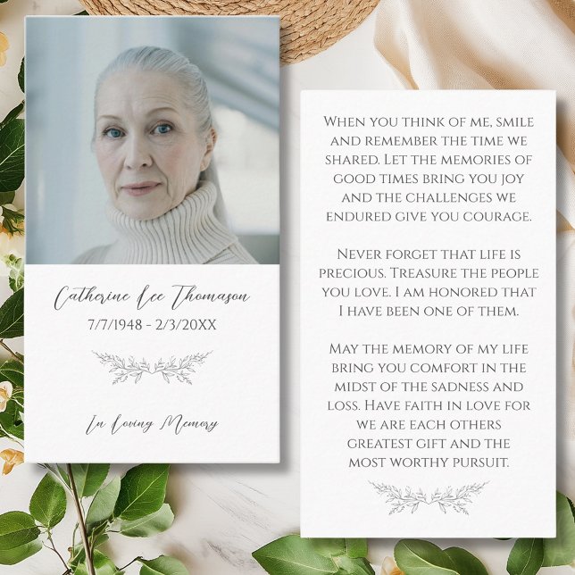 Carte De Visite Elegant In Loving Memory Floral Photo Prayer Card (Elegant In Loving Memory Floral Photo Prayer Card
)