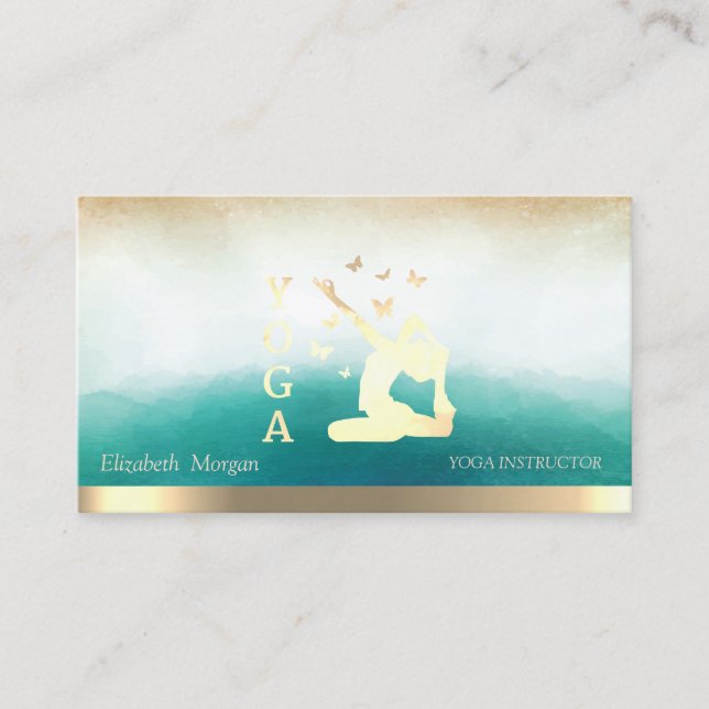 Carte De Visite Élégant instructeur de yoga femmes Silhouette (Devant)
