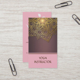 Carte De Visite Élégant instructeur de yoga noir blanc floral Mand