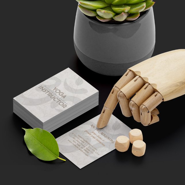 Carte De Visite Élégant instructeur de Yoga Om Symbole Blanc Flora (Créateur téléchargé)