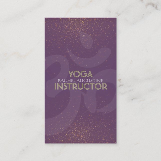 Carte De Visite Élégant instructeur de Yoga Om Symbole violet et o (Devant)