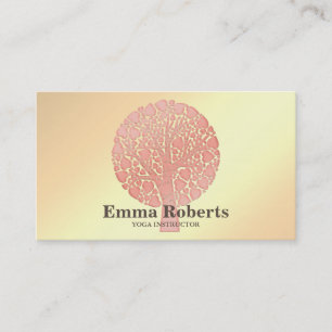 Carte De Visite Élégant instructeur de Yoga Rose Gold Tree Busin
