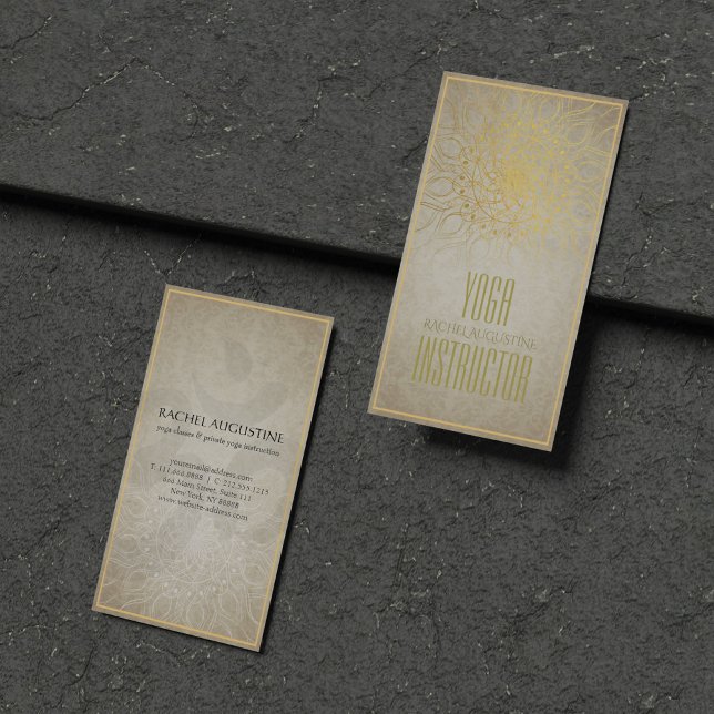 Carte De Visite Élégant instructeur YOGA Floral Mandala & OM Symbo (Créateur téléchargé)