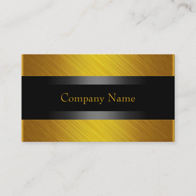Carte De Visite Élégant Jaune Or avec Noir (Devant)