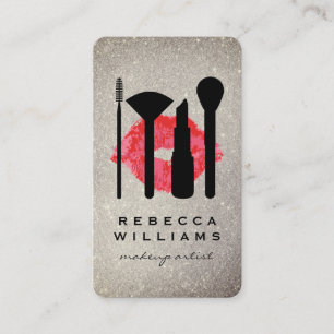 Carte De Visite Elégant kit de maquillage Parties scintillant or F