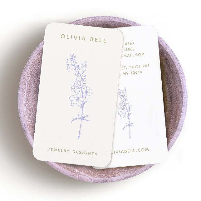 Carte De Visite Élégant Larkspur de lavande florale (Créateur téléchargé)