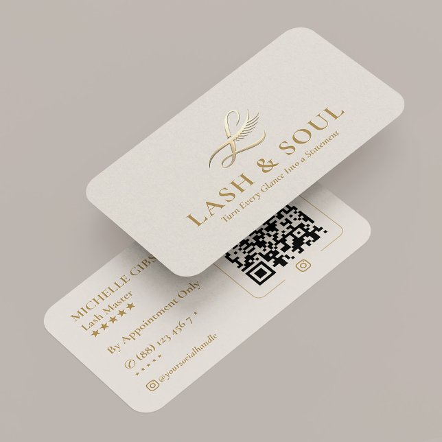 Carte De Visite Elegant Lash Technician Makeup Artist Sand Beige (Elegant Lash Technician Makeup Artist Sand Beige Business Card
)