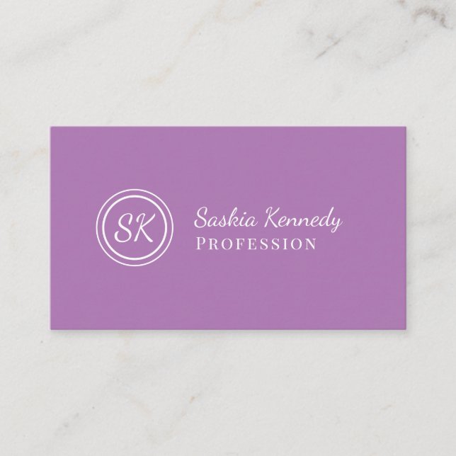 Carte De Visite Élégant Lavender Script Professional Monogramme (Devant)