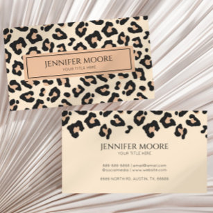 Carte De Visite Elégant Leopard Cheetah Imprimer Brown Black Custo